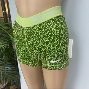 Nike Pro Women's Neon Green Printed Compression Bike Shorts